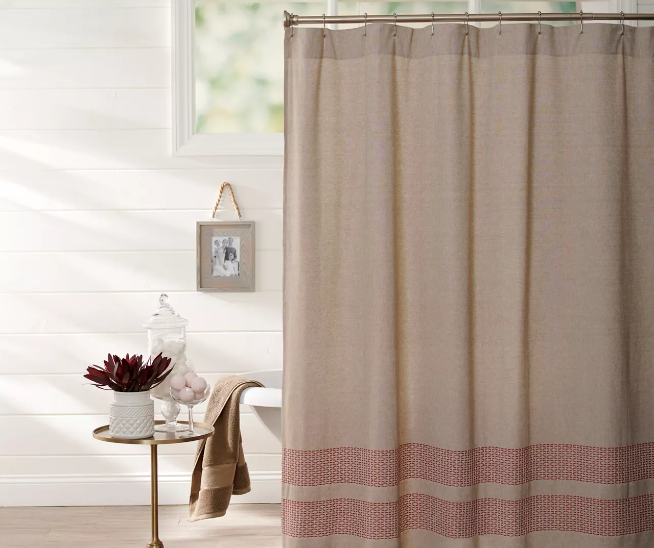 Dune & Cedar Trim Shower Curtain 1 Dune & Cedar Trim Shower Curtain