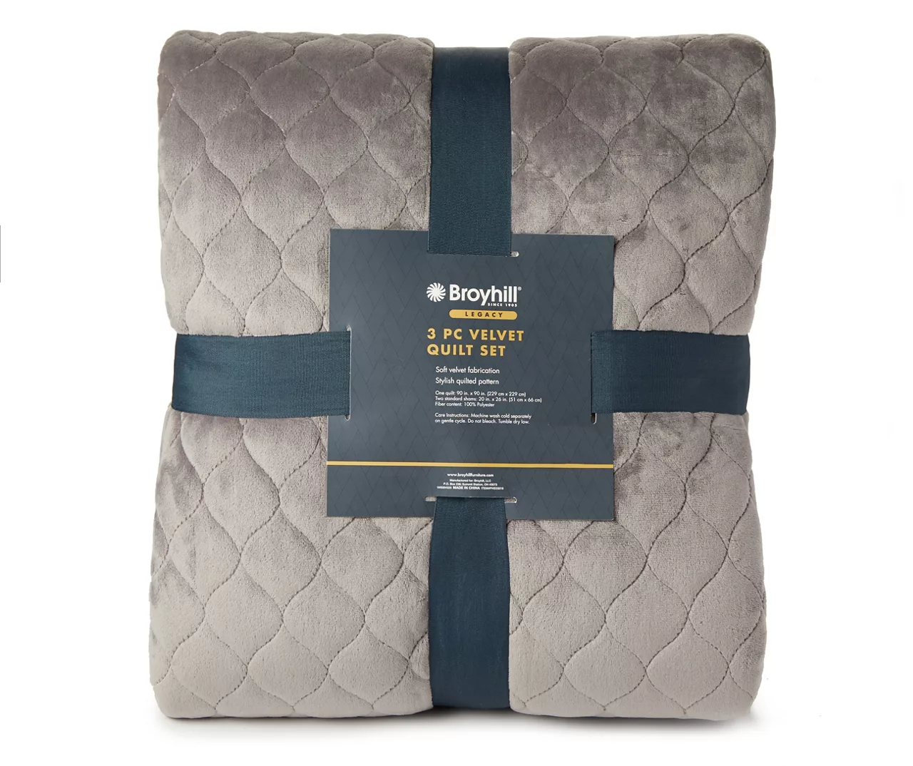 Broyhill Gray Velvet 3-Piece Quilt Set 2 Broyhill Gray Velvet 3-Piece Quilt Set - Image 2