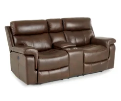 Wellsley Leather Power Reclining Console Loveseat -Home Furnishings Store 810469259 2