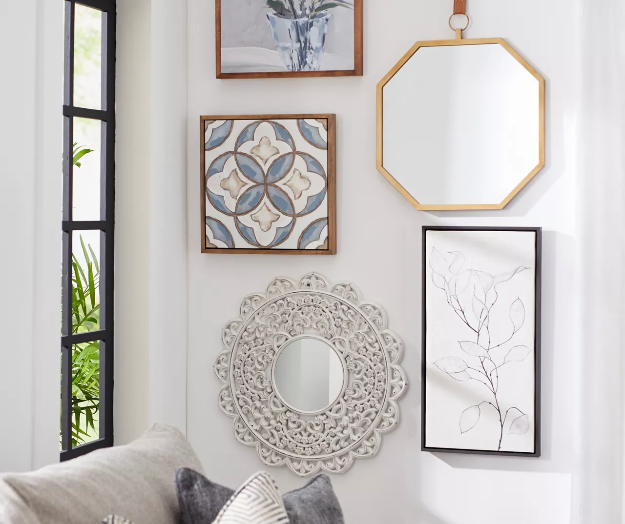 Gold Framed Octagonal Hanging Mirror 5 Gold Framed Octagonal Hanging Mirror - Image 5