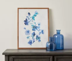 Blue Flowers Framed Canvas -Home Furnishings Store 810498697 2