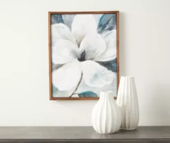 Framed White Floral Canvas -Home Furnishings Store 810513213 2