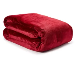 Deep Red Plaid Velvet Plush Twin/Full Blanket -Home Furnishings Store 810530973 1