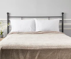 Tan Zigzag-Embossed Velvet Queen Blanket -Home Furnishings Store 810531013 810617575 5