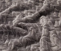 Atmosphere Gray Zigzag-Embossed Velvet King Blanket -Home Furnishings Store 810531014 2