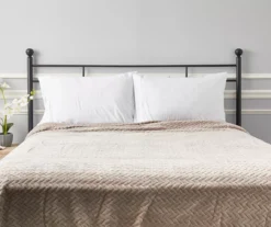 Tan Jacquard Supreme Velvet King Blanket -Home Furnishings Store 810531017 810617578 5