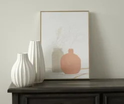 Pink & Gray Potted Plants Framed Canvas -Home Furnishings Store 810540305 2