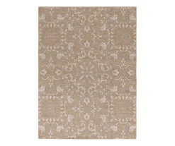 Sandpointe Tan & Ecru Damask Outdoor Area Rug, (5' X 7') -Home Furnishings Store 810546502 810546501 810546500 1