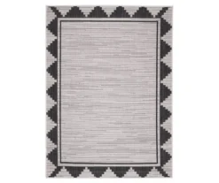 Broyhill Gray & Black Geometric Border Outdoor Area Rug -Home Furnishings Store 810547881