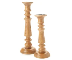 Light Brown Notch-Carved Pillar Candle Holder 6 Light Brown Notch-Carved Pillar Candle Holder -Home Furnishings Store 810547959 810547960 1