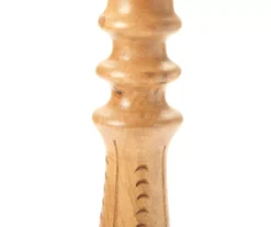 Light Brown Notch-Carved Pillar Candle Holder 7 Light Brown Notch-Carved Pillar Candle Holder -Home Furnishings Store 810547959 810547960 2