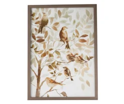 Brown & White Birds In Tree Framed Art Print