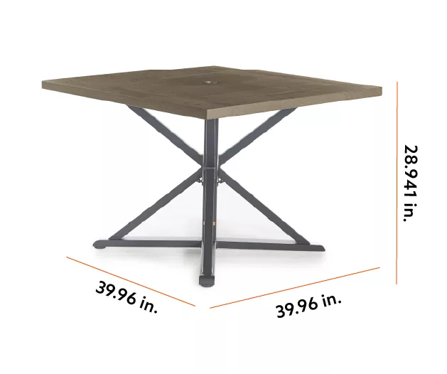 Broyhill Autumn Cove Wood Look Square Steel Patio Dining Table 14 Broyhill Autumn Cove Wood Look Square Steel Patio Dining Table - Image 14