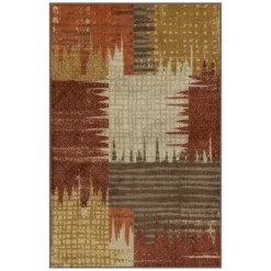 Broyhill Brown & Red Abstract Patchwork Accent Rug -Home Furnishings Store 810557651 1