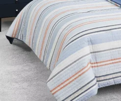 Broyhil Blue & Coral Stripe Comforter Set -Home Furnishings Store 810558692 2