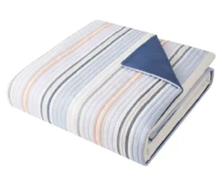 Broyhil Blue & Coral Stripe Comforter Set -Home Furnishings Store 810558692 3