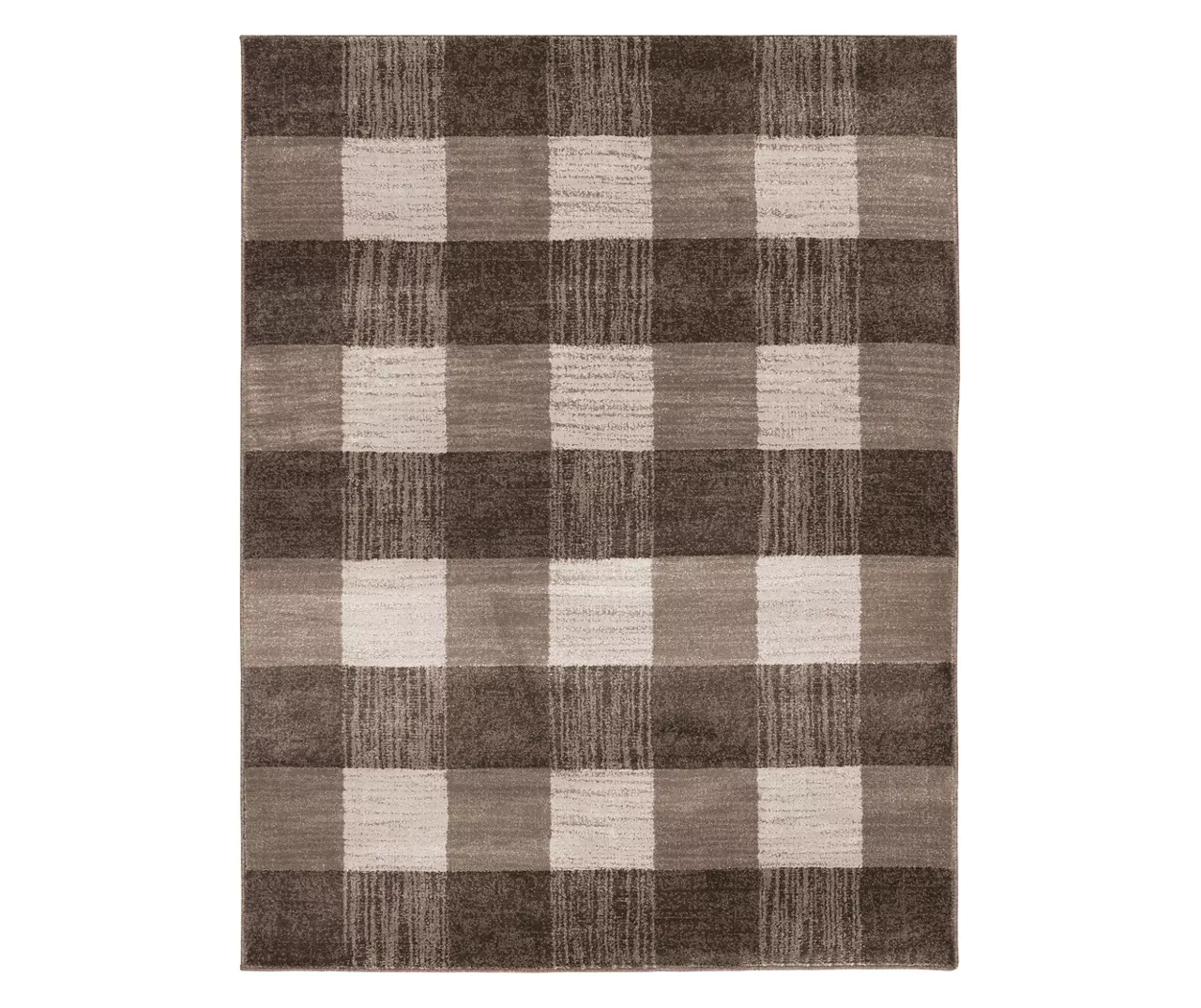 Regina Brown & Greige Checkerboard Area Rug, (8' X 10') 1 Regina Brown & Greige Checkerboard Area Rug, (8' X 10')