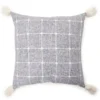 Blue & White Windowpane Grid Tassel-Accent Square Throw Pillow