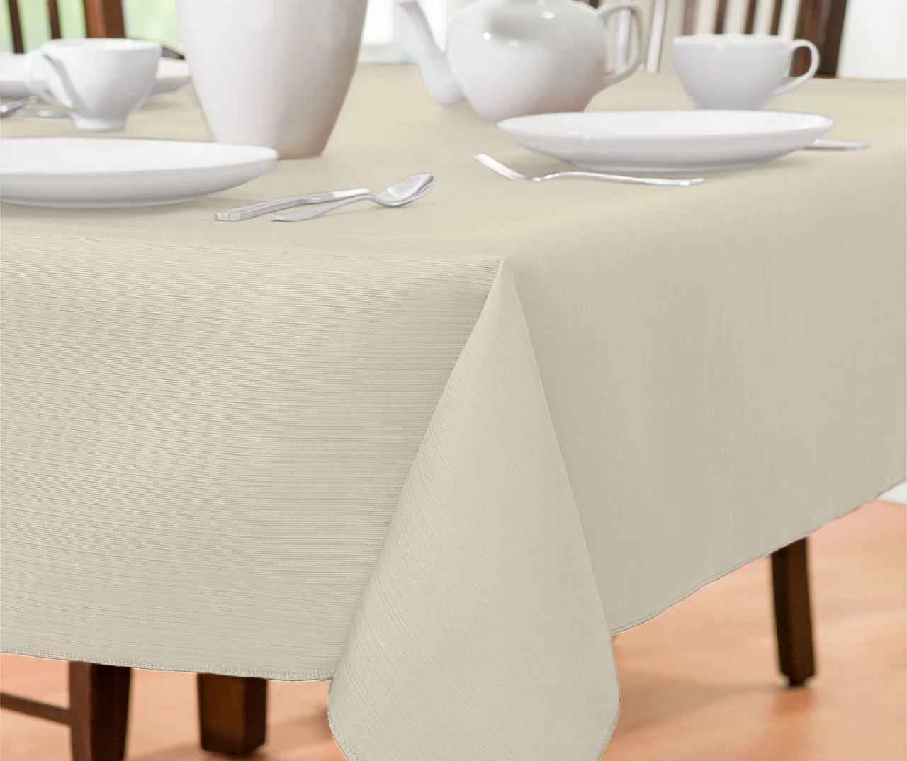 Broyhill Antique White Fabric Tablecloth 2 Broyhill Antique White Fabric Tablecloth - Image 2