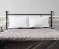 Charcoal Chevron Embossed Velvet Queen Blanket -Home Furnishings Store 810573788 810573789 4