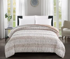 Broyhill Tan Animal Print Faux Fur Comforter