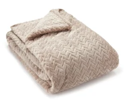 Tan Chevron Embossed Velvet King Blanket -Home Furnishings Store 810573799 810573801 1 1