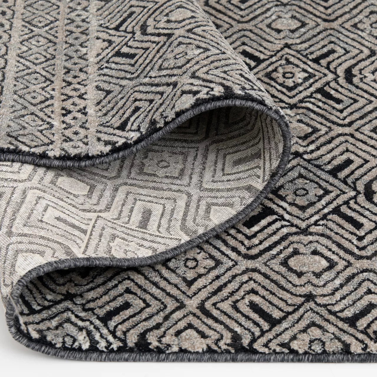 Colin Dark Blue & Whitecap Geometric Area Rug, (5' X 7') 5 Colin Dark Blue & Whitecap Geometric Area Rug, (5' X 7') - Image 5