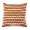 Golden Brown & White Tassel Stripe Throw Pillow