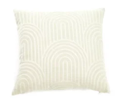 New Beginnings Fog Green & White Arch Chenille Square Throw Pillow