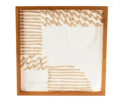 New Beginnings White & Brown Textured Abstract Framed Wall Art