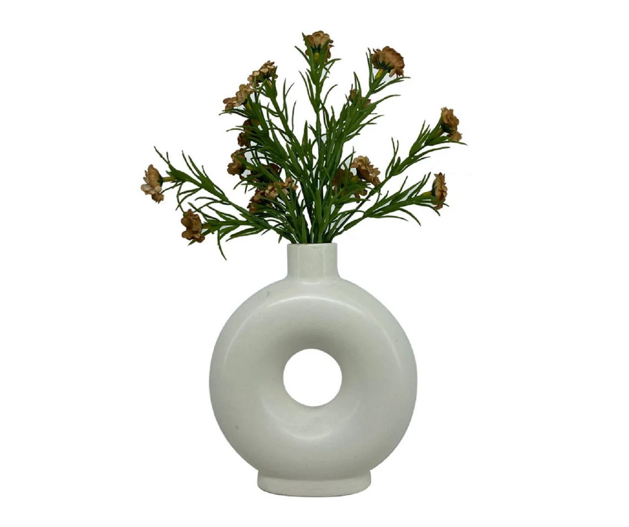 New Beginnings Green Artificial Floral Arrangement With White Round Ring Vase 1 New Beginnings Green Artificial Floral Arrangement With White Round Ring Vase
