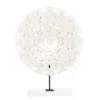 White Floral Cut-Out Carved Circle Tabletop Decor