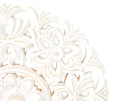 White Floral Cut-Out Carved Circle Tabletop Decor 5 White Floral Cut-Out Carved Circle Tabletop Decor -Home Furnishings Store 810603880 A8 2
