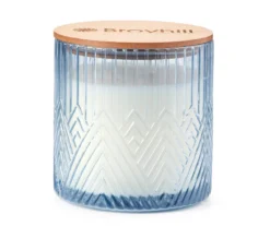 Chamomile Tea Blue Geometric Glass Jar Candle, 16 Oz.