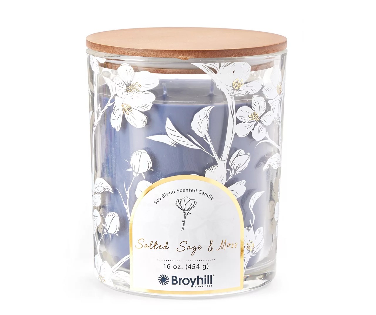 Salted Sage & Moss 2-Wick Floral Glass Candle, 16 Oz. 1 Salted Sage & Moss 2-Wick Floral Glass Candle, 16 Oz.