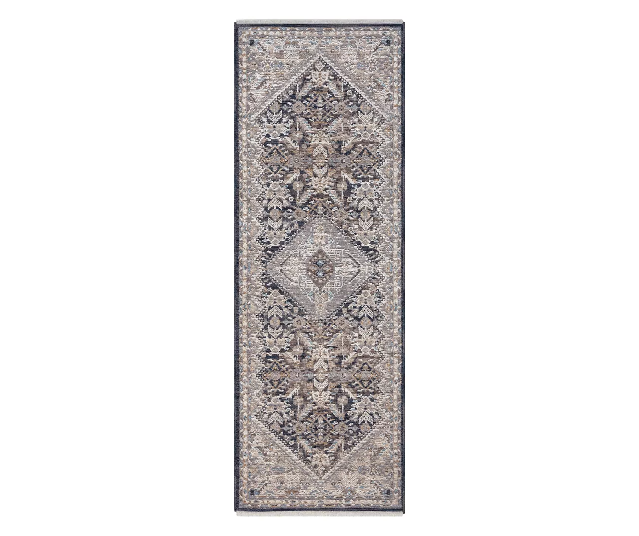 Armada Navy & Brown Medallion Runner Rug, (2' X 7') 1 Armada Navy & Brown Medallion Runner Rug, (2' X 7')