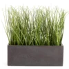 Green Artificial Grass With Dark Gray Rectangle Pot