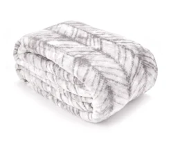 Gray & White Herringbone Queen/King Plush Velvet Blanket -Home Furnishings Store 810609052 810609051 A0 2 1