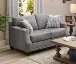 Alexandria Gray Chenille Loveseat -Home Furnishings Store 810616680 B0 1