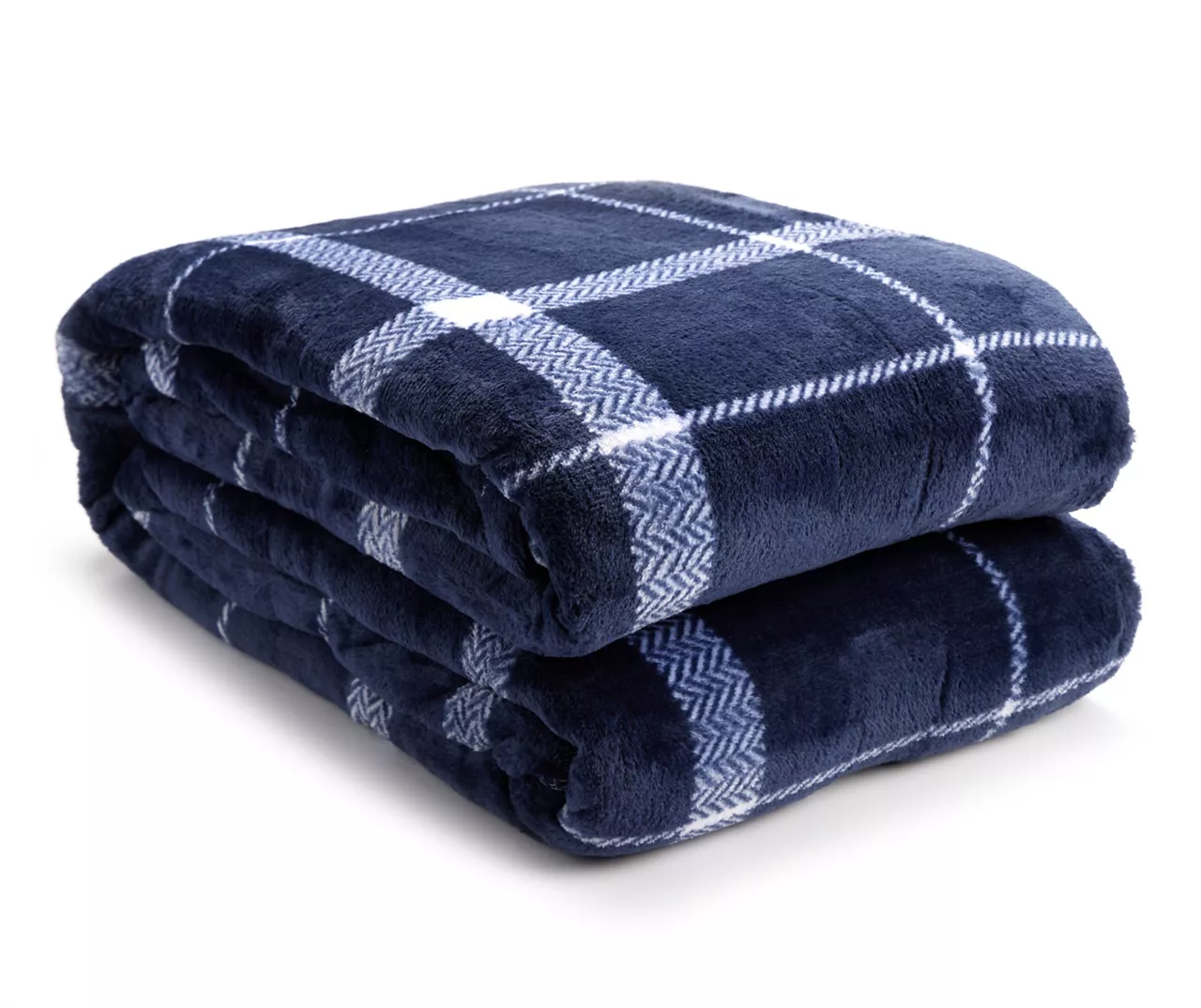 Navy & White Plaid Queen/King Velvet Plush Blanket 1 Navy & White Plaid Queen/King Velvet Plush Blanket