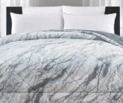 Gray Marble Print Faux Fur King Comforter 8 Gray Marble Print Faux Fur King Comforter -Home Furnishings Store 810617562 P 01