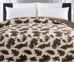 Cream & Brown Cow Print Faux Fur King Comforter 7 Cream & Brown Cow Print Faux Fur King Comforter -Home Furnishings Store 810617566 P 01