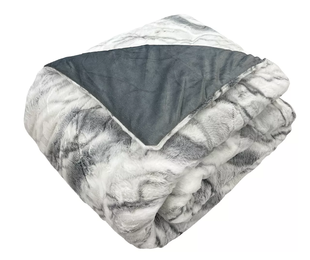 Gray Marble Print Faux Fur King Comforter 2 Gray Marble Print Faux Fur King Comforter - Image 2