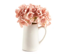 Artificial Hydrangeas In White Pitcher